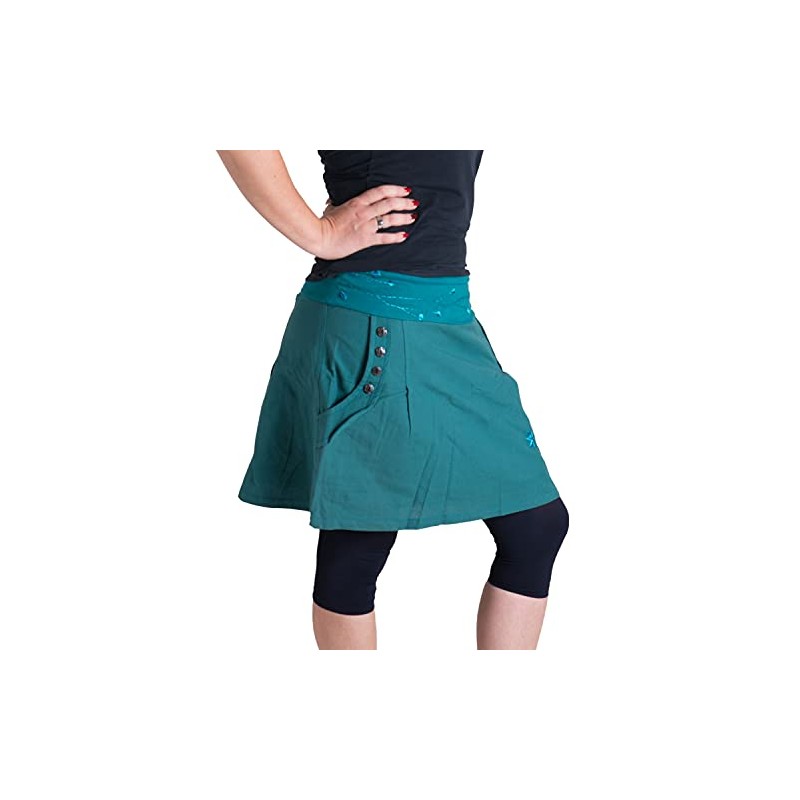 Vishes - Alternative Clothing - Embroidered Cotton Skirt with Flowers,