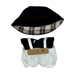 QIXINGWISE 5-Piece Doll Clothes Set Compatible with 17cm Dolls - Cute Outfit Includes Shirt, Pants, Hat, Shoes, Mini Glasses - Kawaii Fashion Accessories for 17cm/6.7in Dolls (No Doll Included)