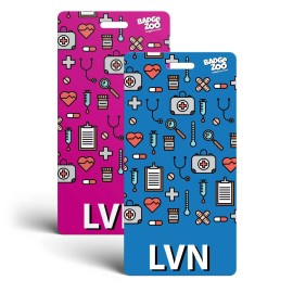 BadgeZoo LVN Badge Buddy - Pink/Blue with Medical Icons - Vertical Badge - by BadgeZoo - 5