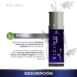 MIST JEWEL Aceite esencial de Ricino 100% puro y natural para cejas, Rostro y Cabello ESSENTIALS, Uso Cosmético | Castor Crecimiento pestañas (Ricino, 100ml)