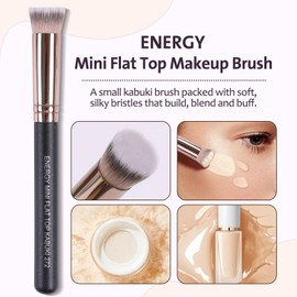 ENERGY Small Foundation Brush for Concealer Makeup Flat Top Concealer Brush Under Eye for Liquid Cream Powder Blending,Buffing Vegan Synthetic Bristles Face Makeup Applicator