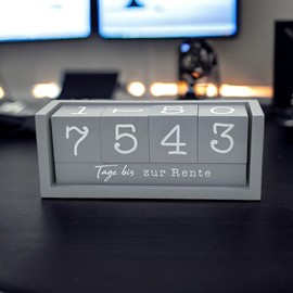 Yearly Countdown Calendar Cube Made of Wood with Theme Bar - Permanent Year Table Calendar - Seamless Daily Counting up to 432 Days for Weddings, Birthdays, Exams and More (Grey)