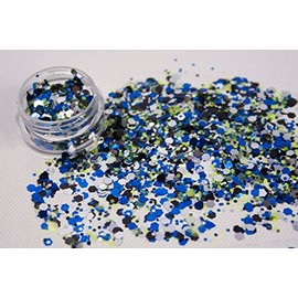 Chunky Mixed Body & Festival Glitter in 60 Colours 100gm 50gm & Sample Bags (CG-25 Silver Seas) (Sample Bag)