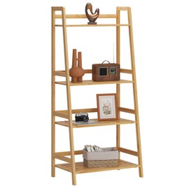 sogesfurniture Bamboo 4 Tier Bookcase, Multi-Functional Book Shelf Storage Rack, Plants Stand Display Shelf, Bookshelf Storage Rack,Bamboo