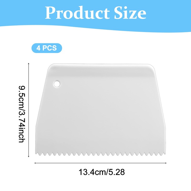 4 PCS Plastic Adhesive Spreader, Notched Trowel 3/16" Tooth, Reusable