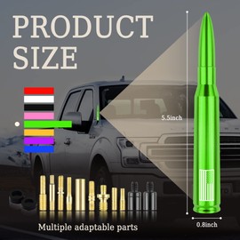 Car Bullet Antenna,Truck Exterior Decoration Accessories Car Vehicle Replacement Antenna Conpatible with Ford F150 RAM 1500 GMC Heavy Duty Pickup Trucks Accessories(New Upgrade Green-U.S. Flag)…