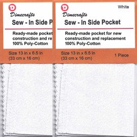 -Dimecrafts n901 Sew-in Repair Side Pocket for Replacement of Trousers/Jeans 1-Count per Package 2 Bags (White)