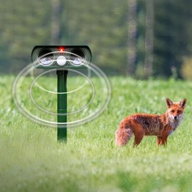 2 Pack Solar Animal Repeller Ultrasonic Cat Repellent Outdoor Deer Repellent Devices Animal Deterrent to Repel Cat Deer Squirrel Rabbit Dog Raccoon Skunk for Yard Lawn