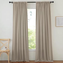 NICETOWN Thick Flax Linen Living Room Curtains 108 inches Long, Pinch Pleated Linen Blend Drapes Privacy with Light Filtering Window Treatments for Bedroom/Living Room, W50 x L108, 2 Panels