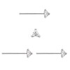 DENI 3 x Silver Straight Bar Nose Stud Triangle Cubic