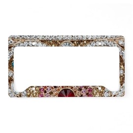 CafePress Bohemian Turquoise Red Rhines License Plate Holder Aluminum License Plate Frame, License Tag Holder