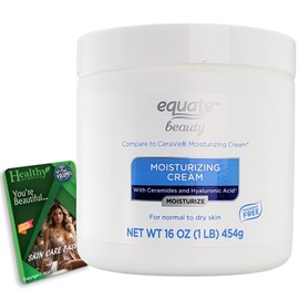 Equate Moisturizing Cream 16 Oz - Fragrance Free - and Vital Volumes Skin Care Basics Tips Card Bundle
