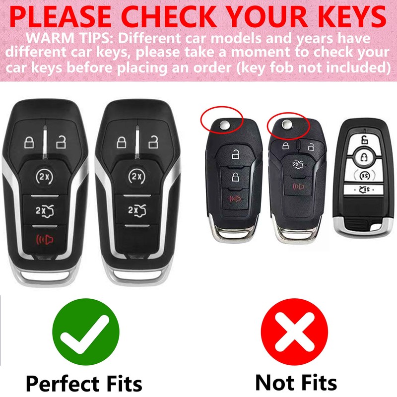 Simocky Key Fob Cover with Heart Keychain, Girly Car Key