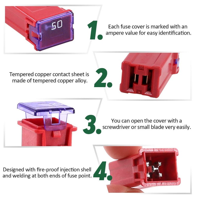 30 pc Automotive Low Profile JCASE Box Shaped Fuse Kit