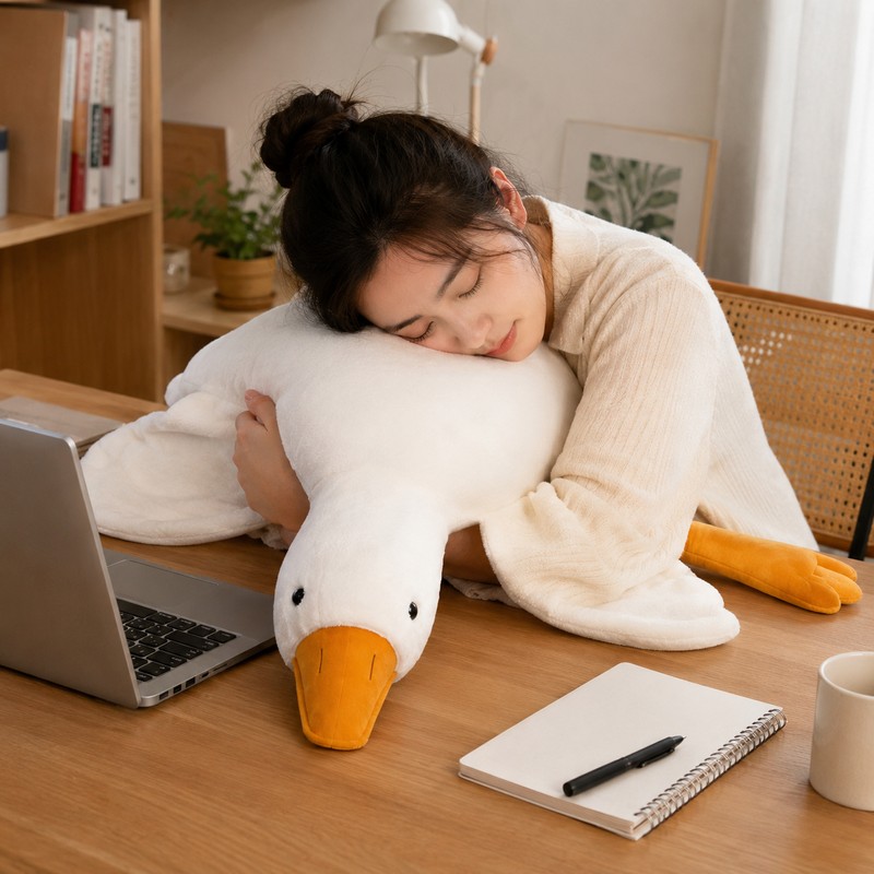 Goose Plush Pillow for Relaxing & Decor – Soft Stuffed