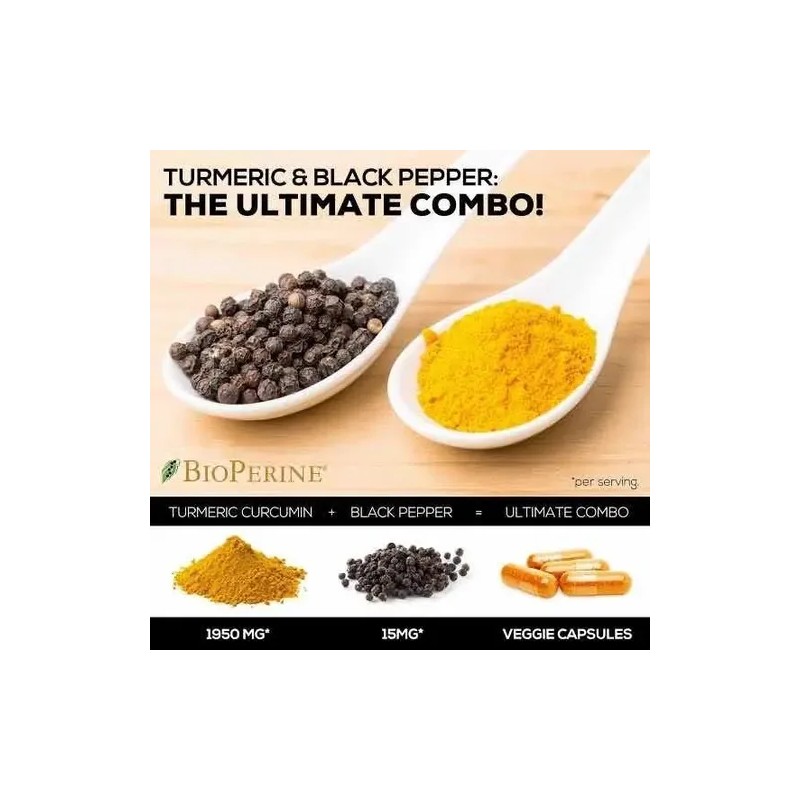 Turmeric Curcumin 180caps Con Bioperina 2600mg. Hecho En E.u
