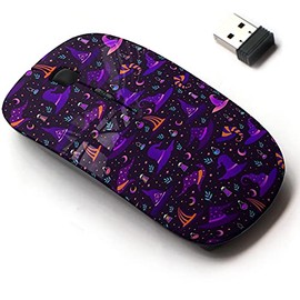 2.4G Wireless Mouse with Cute Pattern Design for All Laptops and Desktops with Nano Receiver - Magic Witch Hats Each Unique