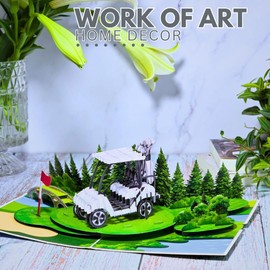 Fathers Day Card Golf, Pop Up Fathers Day Card for Husband, Dad, Son, Grandpa, 6x8 in Pop Up Golf Birthday Cards for Men, Brother With Envelope