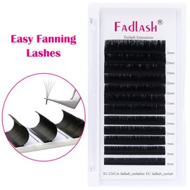 Easy Fan 0.05 mm-L-Mix 8–14 Self-Fanning Eyelashes, Volume Eyelashes, 0.05 mm Thickness, L Curl, 8–14 mm Length, Volume Extension, Eyelash Extension, Volume Technique