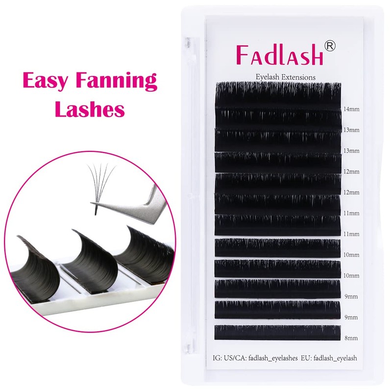Easy Fan 0.05 mm-L-Mix 8–14 Self-Fanning Eyelashes, Volume Eyelashes, 0.05