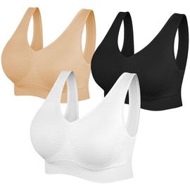 SIMIYA Brasier Deportivo Mujer, 3 Piezas Tops Deportivos para Mujer con Copas Acolchadas extraíbles, Sin Costuras Sin Varilla Sujetadores para Pilates,Hacer Yoga,Bailar