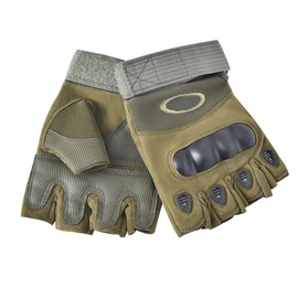 AXELENS Motorradhandschuhe Militär Taktische Fingerlose Halbfinger Handschuhe Herren fur Motorrad Rad Arbeit Anti-rutsch Outdoor Wattiert MTB Winddicht mit Knöchelschutz - Militärgrün L