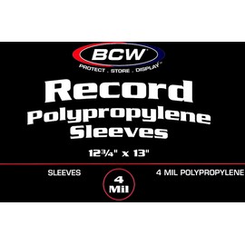 BCW 4 Mil Record Sleeves (12 Inch) - 50 ct | Clear Polypropylene Vinyl Album Protectors for 33 1/3 RPM | Archival Quality, Acid-Free | Premium Outer Sleeves for Storage of Your Vinyl Collection