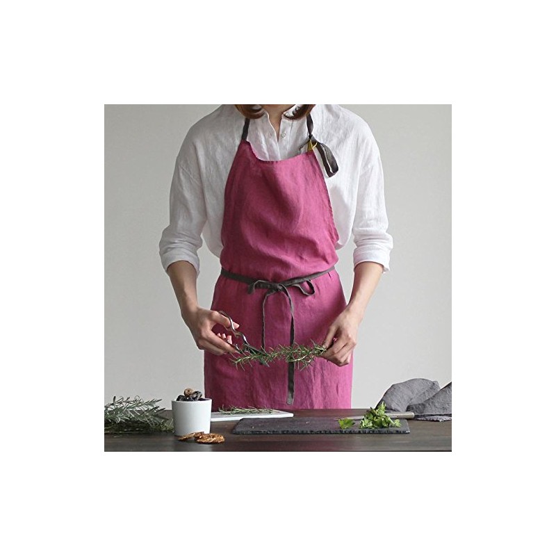 Linen Full Apron Manon Magenta A266 [Lino e Lina/Lino e