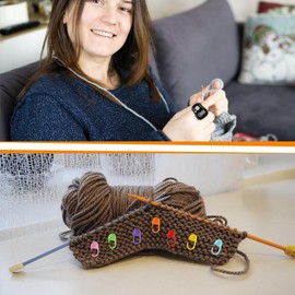 Pack of 2 Electronic Finger Counter (with Crochet Marking Set), Mini Electronic Row Counter Knitting, Orbicular Mesh Counter for Golf, Basketball, Knitting Number Counting (Black, White)