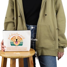 VAMSII Golden Retriever Lover Gift Goldentrovert Makeup Bag Golden Mom Cosmetic Bag Golden Retriever Owner Gift (Goldentrovert M C)