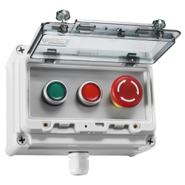 Push Button Station IP67 Outdoor Waterproof Button Switch Box Emergency Stop Button Switch and Instantaneous Button Switch (Green and Red) with Protective Cover Anti-Misoperation Switch
