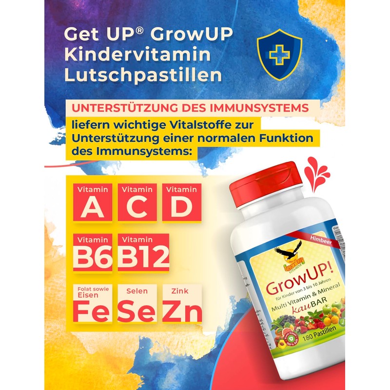 Get UP 180 Children's Vitamin Lozenges, Sugar-Free, 24 Vitamins, Minerals