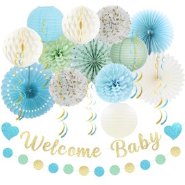 Boho Baby Shower Decorations for Boy Baby Shower Banner Welcome Baby Banner Welcome Baby Boy Decorations