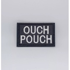 TrendyLuz Ouch Pouch Embroidered Hook & Loop Tactical Morale Patch WHITE Text