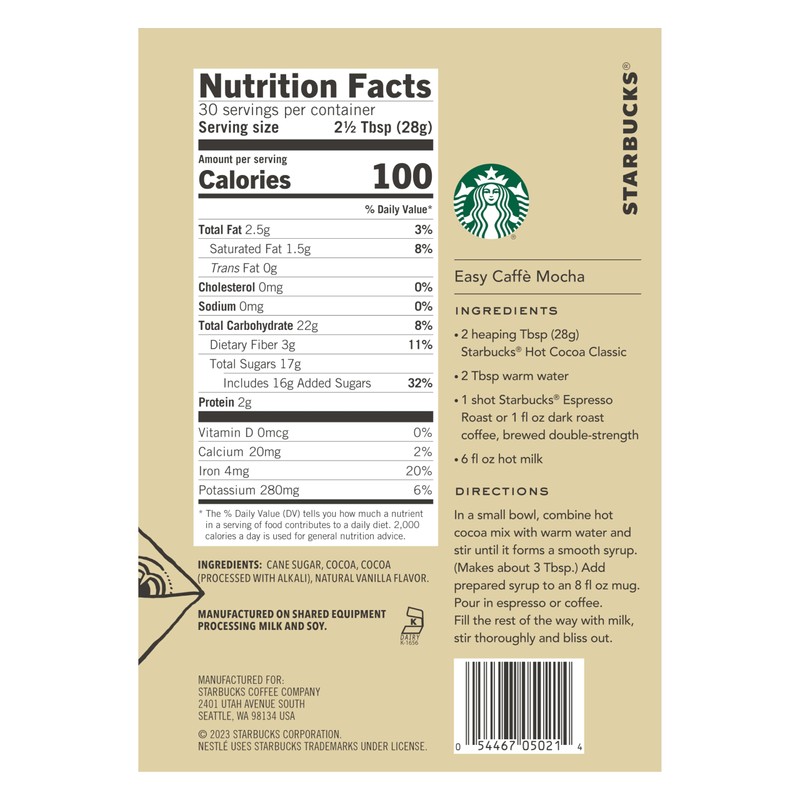 Starbucks Classic Hot Cocoa, 30 Ounce (Pack of 2)