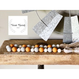 Handmade FALL Farmhouse Wood Bead Garland | RAE Dunn Inspired Handmade Decor