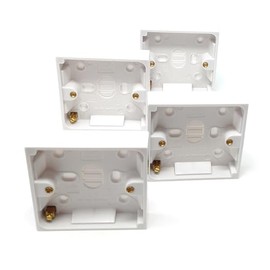 1 Gang Surface Mount Back Box Pattress Box 16mm x 85mm x 85mm White (4)