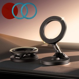 Handyhalterung Auto Magnet Autohalterung Metallplatte Selbstklebend 180°Faltung Universal Magnetische für Armaturenbrett KFZ,Home,Office (schwarz)