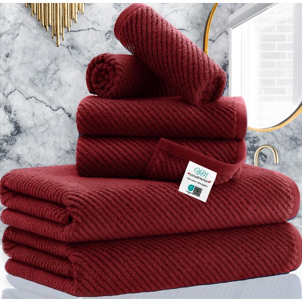 VOOVA & MOVAS Burgundy Towel Set - 100% Cotton |