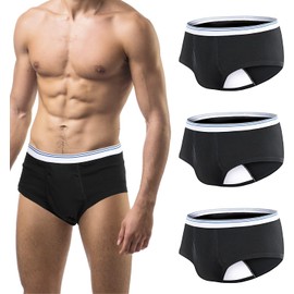 Incontinence Underwear for Men Carer 3-Pack Men's Urinary Incontinence Briefs Washable Reusable Underwear, Leak Protection,Comfort, Built in Cotton Pad, Incontinence Underwear