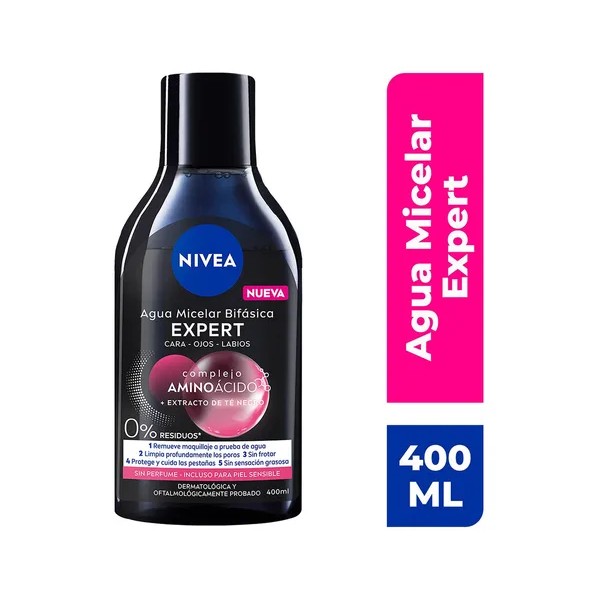 Agua Micelar Bifásica NIVEA Micellair Black Expert 400 Ml
