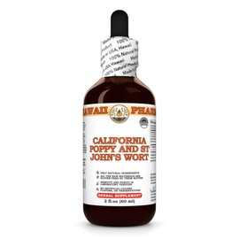 California Poppy and St John's Wort Tincture, Made in Hawaii, All Natural, Vegan, Pure Liquid Extract - 2 fl.oz