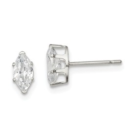 Auriga Fine Jewelry 925 Sterling Silver Marquise Cut Cubic Zirconia Solitaire Stud Earrings (L-7 mm, W-3.5 mm)
