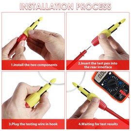 RVEFOT 4Pcs Wire Piercing Probe Kit, 2mm 4mm Portable Insulation Piercing Clip Piercing Probes, Wear Resistant Wire Piercing Tool, Piercing Probe Clip Tool for Multimeter Voltmeter Testing, Yellow