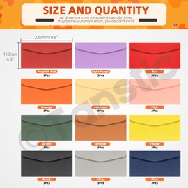 Tanstic 36Pcs 12 Colors Pearl Envelopes, 220 x 110mm/8.66 x 4.33 Inch DL Invitation Envelopes for Wedding, Photos, Graduation, Baby Shower