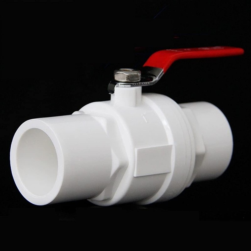 PVC Ball Valve, 20/25/32/40/50/63/75mm Inner Diameter Red Anti-Slip Steel Handle