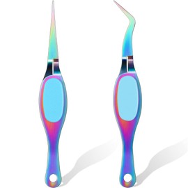 Reverse Craft Tweezers Crossing Locking Curved Craft Tweezers, Reverse Grip Precision Curved Bent Straight Tweezers Fine Tip for DIY Crafts Jewelry Beading Electronic Laboratory Work (colorful)