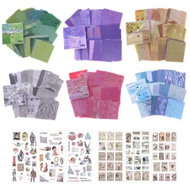 600 Sheets Vintage Scrapbook Paper with 6 Waterproof Stickers, Decoupage Paper & Decorative Scrapbooking for Journaling,Card Making & Crafts, Perfect for DIY, Scrapbooking & Collage Art(8*8cm/6 Theme)