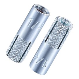 Wensilon(100 pcs)1/4"-20 Premium Zinc Plated Carbon Steel Drop in Anchors Assortment, Knurled Drop-in-Anchor for Solid Concrete, Internal Forced Expansion Screw Bolts