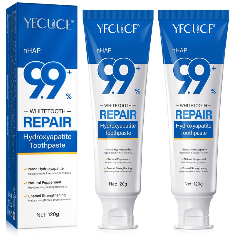 9.9% Hydroxyapatite Toothpaste for Enamel Protection and Tooth Strengthening, (2PCS)